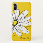 Trendy Daisy Floral Illustration - blackand yellow