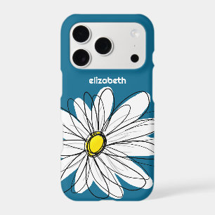 Trendy Daisy Floral Illustration blue and yellow