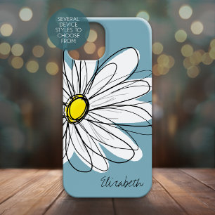 Trendy Daisy Floral Illustration Custom name