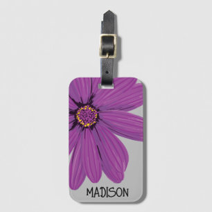 Trendy Daisy Floral Illustration Custom name Luggage Tag