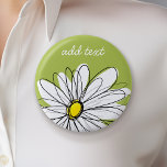 Trendy Daisy Floral Illustration - lime and yellow 2 Inch Round Button<br><div class="desc">A zen and whimsical,  hipster piece of art. You can add a name,  monogram or other custom text. If you need to move the art around,  click on the customize button to make changes.</div>
