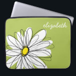 Trendy Daisy Floral Illustration - lime and yellow Laptop Sleeve<br><div class="desc">A zen and whimsical,  hipster piece of art. You can add a name,  monogram or other custom text. If you need to move the art around,  click on the customize button to make changes.</div>