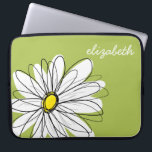 Trendy Daisy Floral Illustration - lime and yellow Laptop Sleeve<br><div class="desc">A zen and whimsical,  hipster piece of art. You can add a name,  monogram or other custom text. If you need to move the art around,  click on the customize button to make changes.</div>