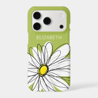 Trendy Daisy Floral Illustration lime green yellow