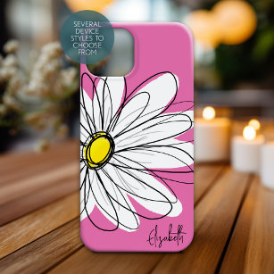 Trendy Daisy Floral Illustration - pink yellow Case-Mate iPhone 14 Plus Case
