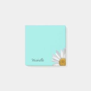 Trendy Daisy Personalized Teal Green  Post-it Notes