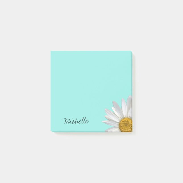 Trendy Daisy Personalized Teal Green  Post-it Notes (Front)