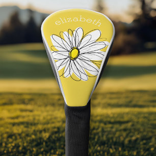 Trendy Daisy with gray and yellow Golf Head Cover