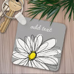 Trendy Daisy with gray and yellow Keychain<br><div class="desc">A zen and whimsical,  hipster piece of art. You can add a name,  monogram or other custom text. If you need to move the art around,  click on the customize button to make changes.</div>