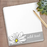 Trendy Daisy with gray and yellow Notepad<br><div class="desc">A zen and whimsical,  hipster piece of art. You can add a name,  monogram or other custom text. If you need to move the art around,  click on the customize button to make changes.</div>