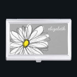 Trendy Daisy with grey and yellow Business Card Holder<br><div class="desc">A zen and whimsical,  hipster piece of art. You can add a name,  monogram or other custom text. If you need to move the art around,  click on the customize button to make changes.</div>