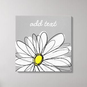 Trendy Daisy with grey and yellow Canvas Print