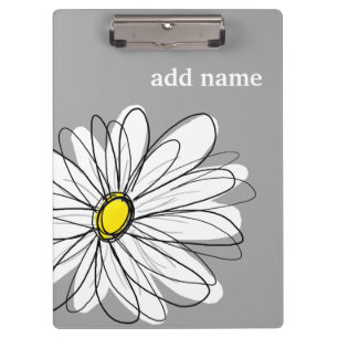 Trendy Daisy with grey and yellow Clipboard