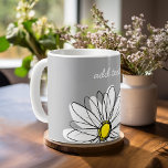 Trendy Daisy with grey and yellow Coffee Mug<br><div class="desc">A zen and whimsical,  hipster piece of art. You can add a name,  monogram or other custom text. If you need to move the art around,  click on the customize button to make changes.</div>