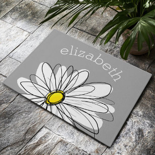 Trendy Daisy with grey and yellow Doormat