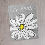 Trendy Daisy with grey and yellow Jigsaw Puzzle<br><div class="desc">A zen and whimsical,  hipster piece of art. You can add a name,  monogram or other custom text. If you need to move the art around,  click on the customize button to make changes.</div>