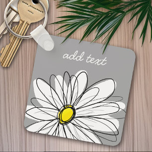 Trendy Daisy with grey and yellow Keychain