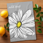 Trendy Daisy with grey and yellow Kitchen Towel<br><div class="desc">A zen and whimsical,  hipster piece of art. You can add a name,  monogram or other custom text. If you need to move the art around,  click on the customize button to make changes.</div>
