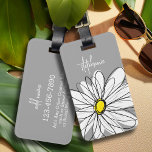 Trendy Daisy with grey and yellow Luggage Tag<br><div class="desc">A zen and whimsical,  hipster piece of art. You can add a name,  monogram or other custom text. If you need to move the art around,  click on the customize button to make changes.</div>