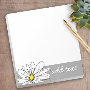 Trendy Daisy with grey and yellow Notepad