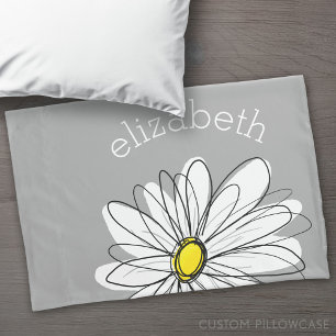 Trendy Daisy with grey and yellow Pillowcase