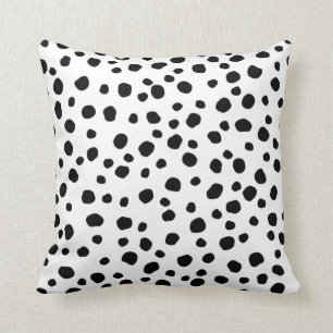 Trendy Dalmatian Dots Black and White Spots Throw Pillow