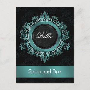 trendy damask aqua business ThankYou Cards