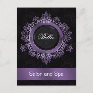 trendy damask purple business ThankYou Cards