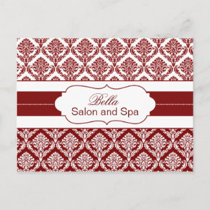 trendy damask red business ThankYou Cards