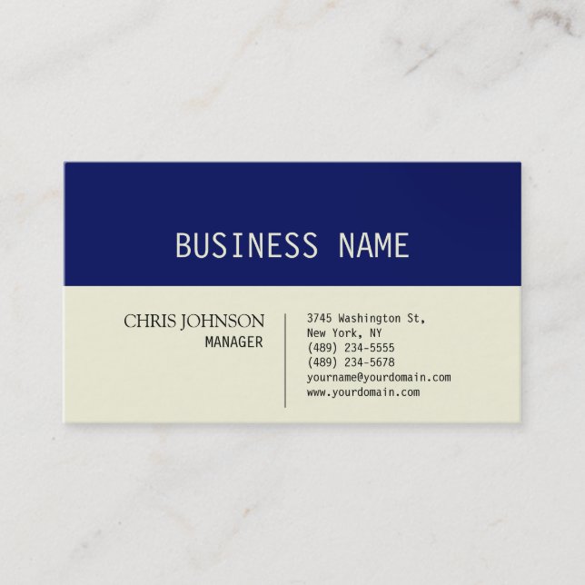 Trendy Dark Blue Beige Charm Manager Carte de visi (Devant)