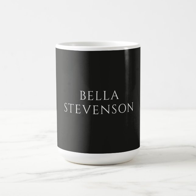 Trendy Dark Grey Plain Simple Minimalist Stylish Coffee Mug (Center)
