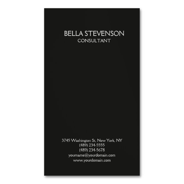 Trendy Dark Grey Plain Simple Minimalist Stylish Magnetic Business Card (Front Vertical)