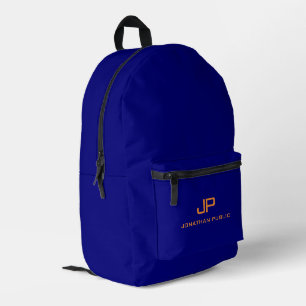 Trendy Dark Navy Blue Solid Colour Personalized Printed Backpack