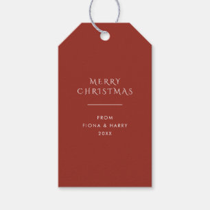 Trendy Dark Orange Red - Christmas Gift Tags