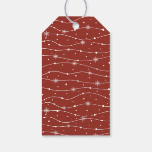 Trendy Dark Orange Red Elegant Snowflake Gift Tags
