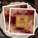 Trendy Dark Red Blush Gold Flowers 50th Birthday   Napkin<br><div class="desc">✅ For matching items search 26-50 in my collections ✅ Celebrate a milestone birthday in elegance with our 50th Birthday Napkins collection, featuring watercolor florals in rich burgundy, marsala, maroon, deep red, and soft blush tones, accented with shimmering gold leaves. Perfect for women’s milestone birthdays, these napkins combine boho-inspired charm...</div>