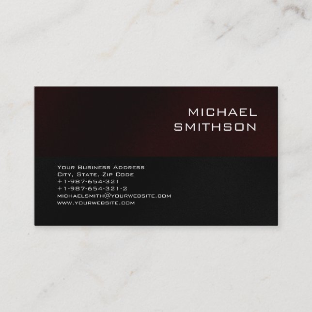 Trendy Dark Red Stripe Black Grey Business Card (Front)