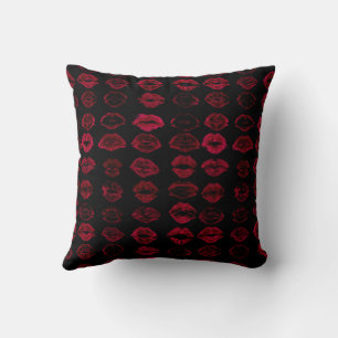 Trendy Date Night Red Lips Throw Pillow