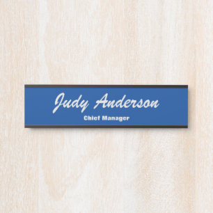 Trendy Deep Blue Professional Plain Modern Elegant Door Sign