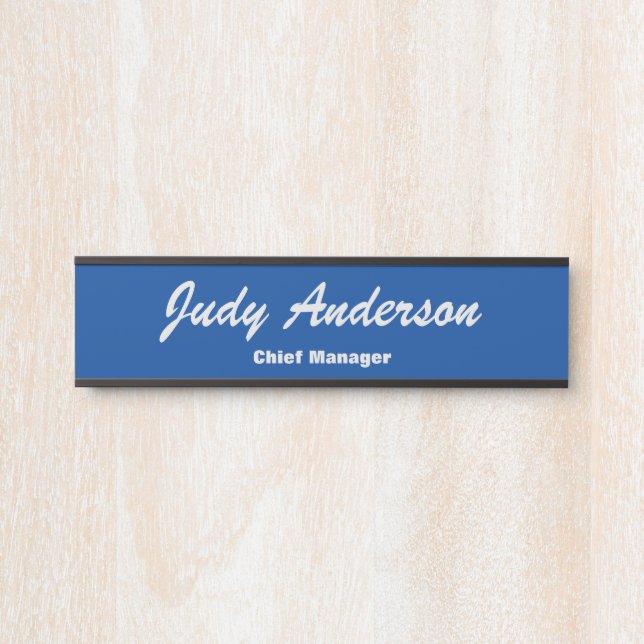 Trendy Deep Blue Professional Plain Modern Elegant Door Sign (Front)