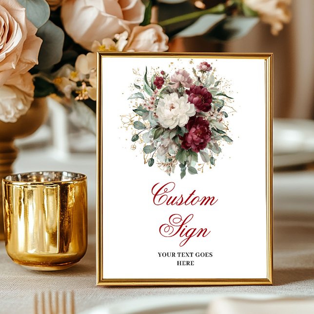 Trendy Deep Red Floral Greenery Custom Poster (Trendy Deep Red Floral Greenery Custom Poster)