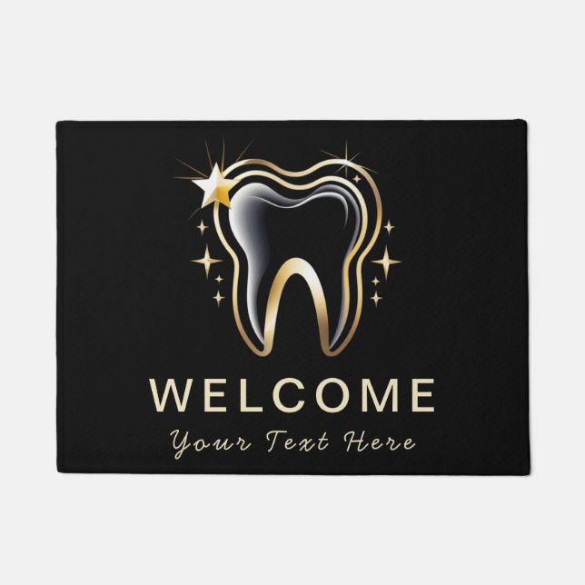 Trendy Dentist Professional Dental Black Gold Doormat (Front)
