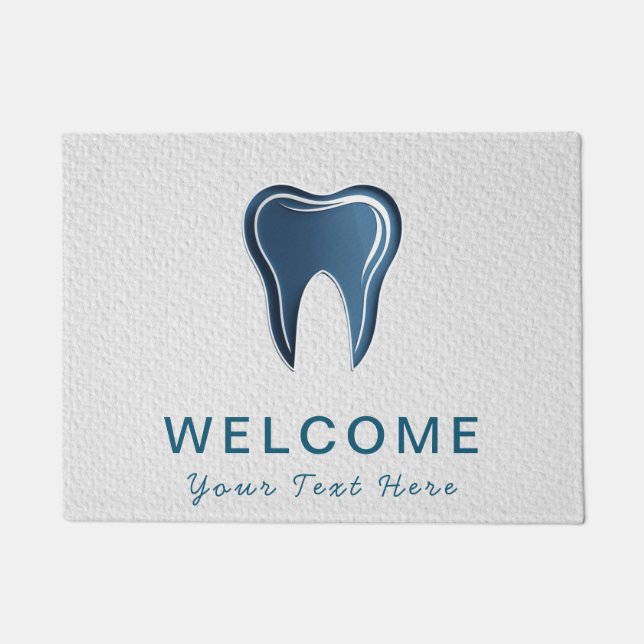 Trendy Dentist Professional Dental blue white      Doormat (Front)