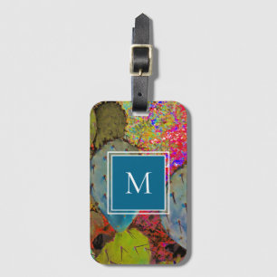 Trendy Desert Monogram Cactus   Luggage Tag