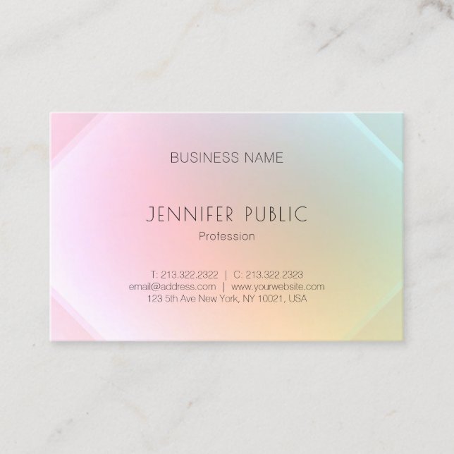 Trendy Design Modern Colourful Template Elegant Business Card (Front)