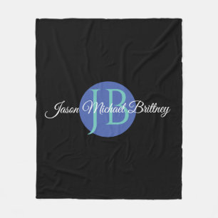 Trendy Design Personalize Kid's Name & Monogram Fleece Blanket