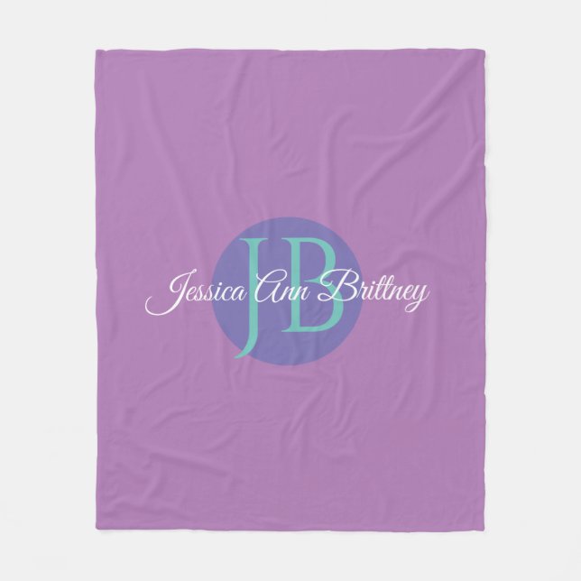 Trendy Design Personalize Name & Monogram Fleece Blanket (Front)