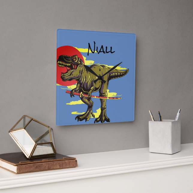 Trendy Dinosaur    Square Wall Clock (Office)