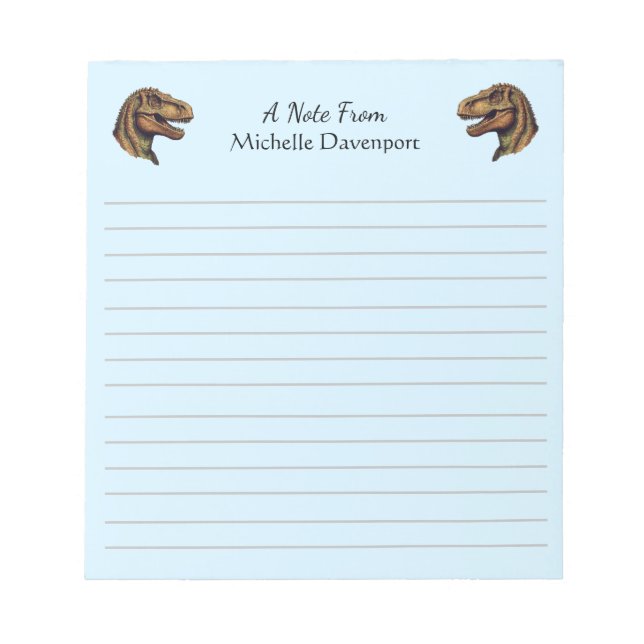 Trendy Dinosaur T-Rex Tyrannosaurus Blue Notepad (Front)