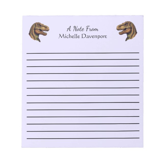 Trendy Dinosaur T-Rex Tyrannosaurus Purple Notepad (Front)